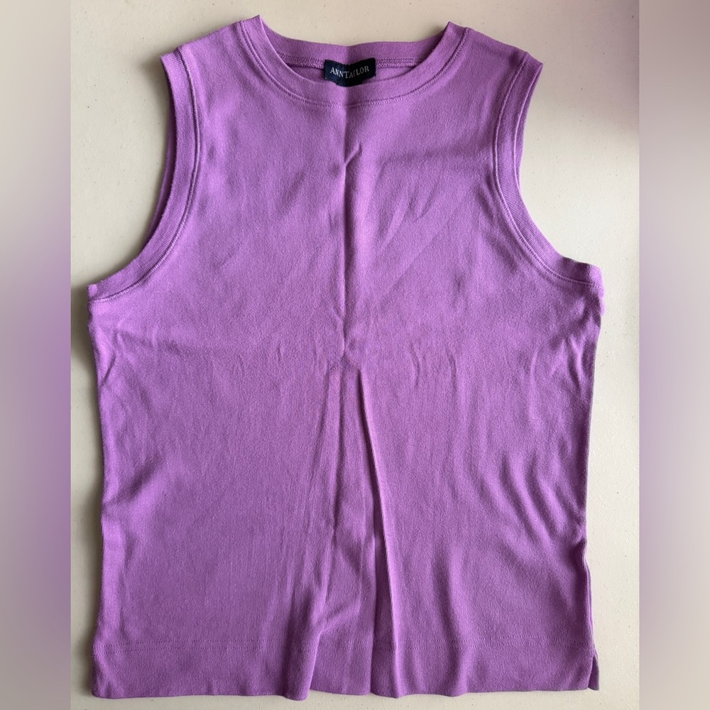 💜💟ANN TAYLOR Purple Cotton Knit Top Tee